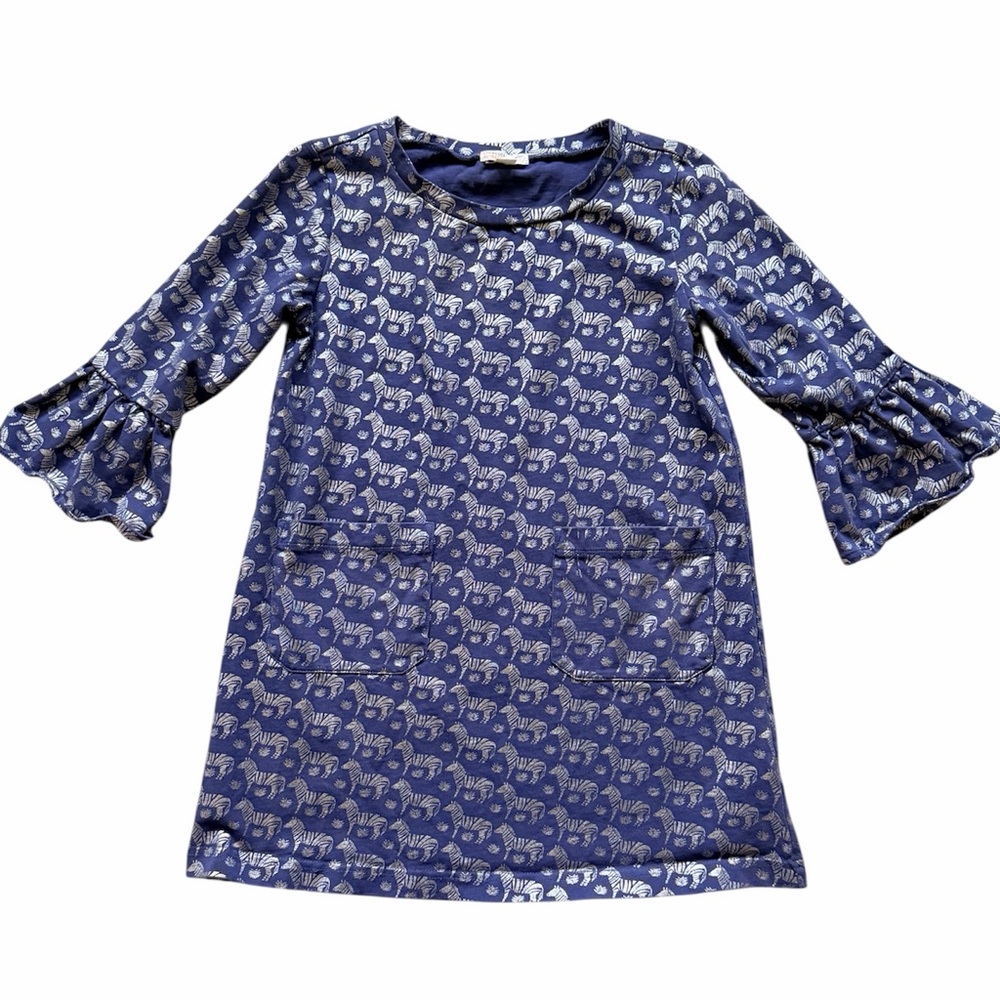 CREWCUTS Everyday Navy Blue Dress with Silver Zebras